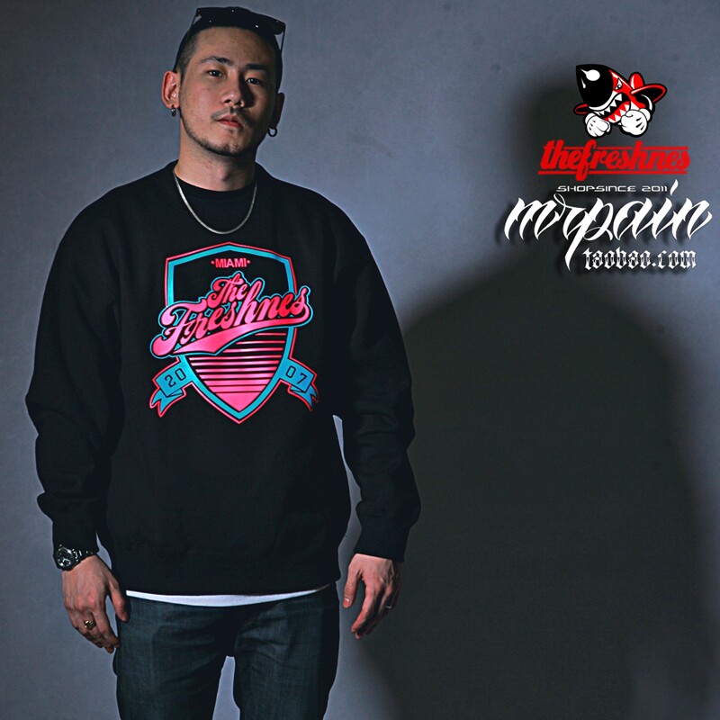 美潮西海岸加绒卫衣hiphop迈阿密南海岸配色swag西海岸街舞