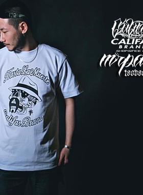 Califas 骷髅老头白色T恤 westcoast 西海岸 CHICANO