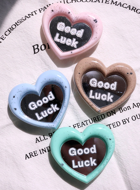 Manitas原创可爱ins风爱心曲奇幸运小镜子气囊手机支架