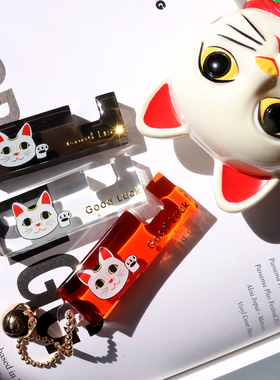 Manitas原创手工制作幸运招财猫挂件便携支架钥匙扣包包挂件