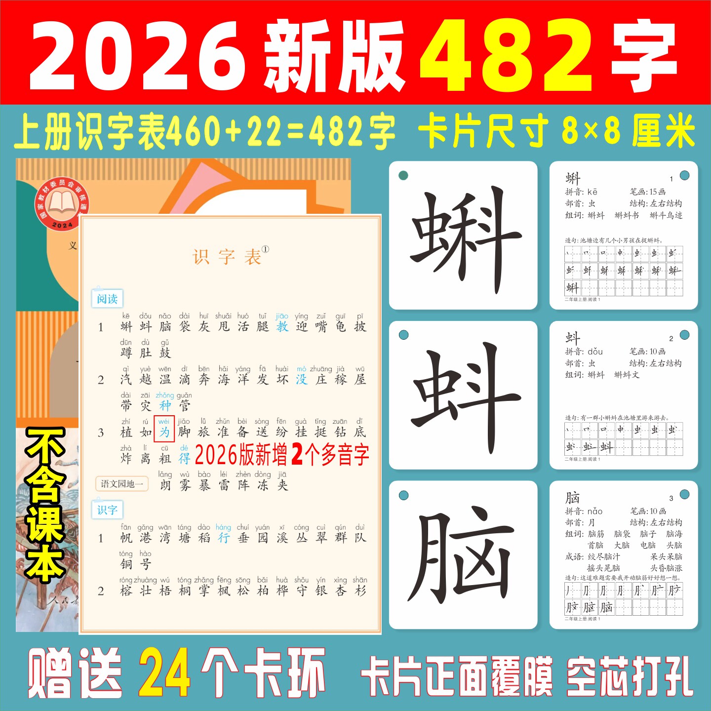 2026新版二三年级上下册人教版语文课本同步认字玩具生字识字卡片