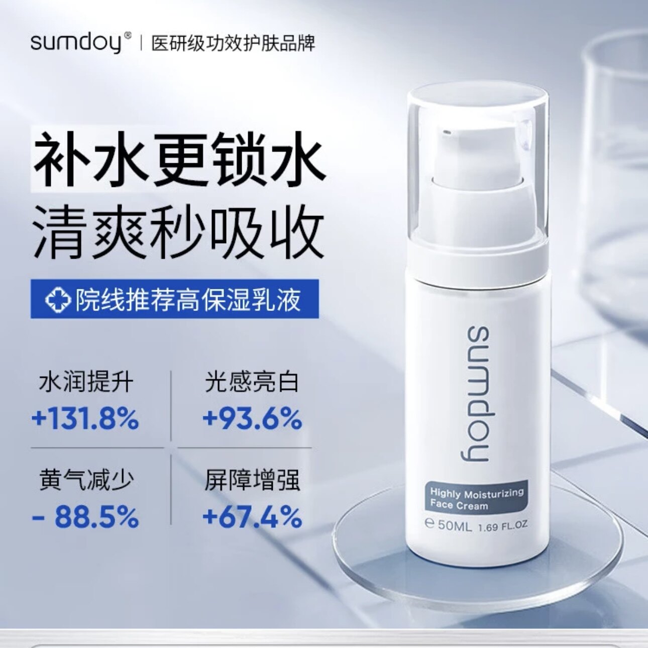 SUMDOY日本进口高保湿面霜美白提亮抗皱紧致抗衰老护肤保湿乳