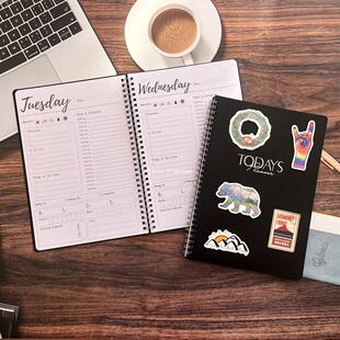 Planner周计划本日计划本英文日程本B5weekly线圈本笔记本 Todays