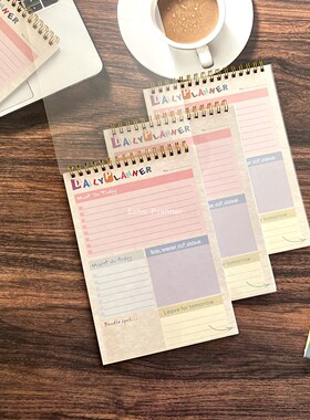 Daily Planner便签本每日计划本线圈本A5英文时间管理彩色外贸本