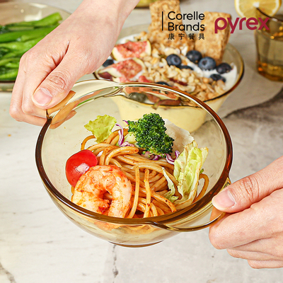 Pyrex康宁双耳碗泡面碗饭碗汤碗家用2025新款玻璃碗耐高温沙拉碗