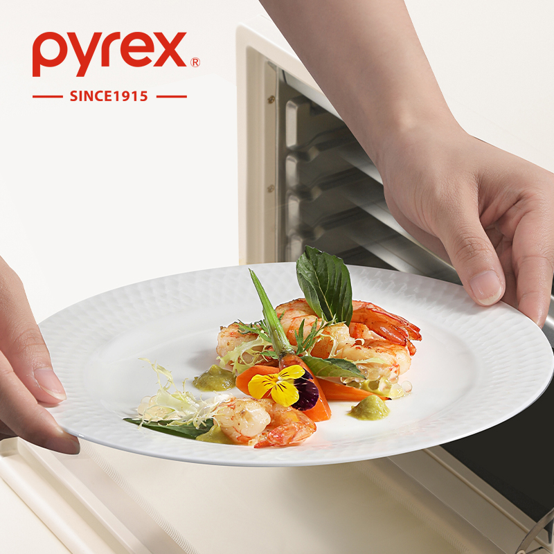 Pyrex康宁纯白骨瓷盘子家用2025新款高级感菜盘陶瓷餐具餐盘碗碟