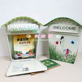 挂墙带锁意见箱田园彩绘信箱报纸箱 田园风格 大号信报箱 创意家居