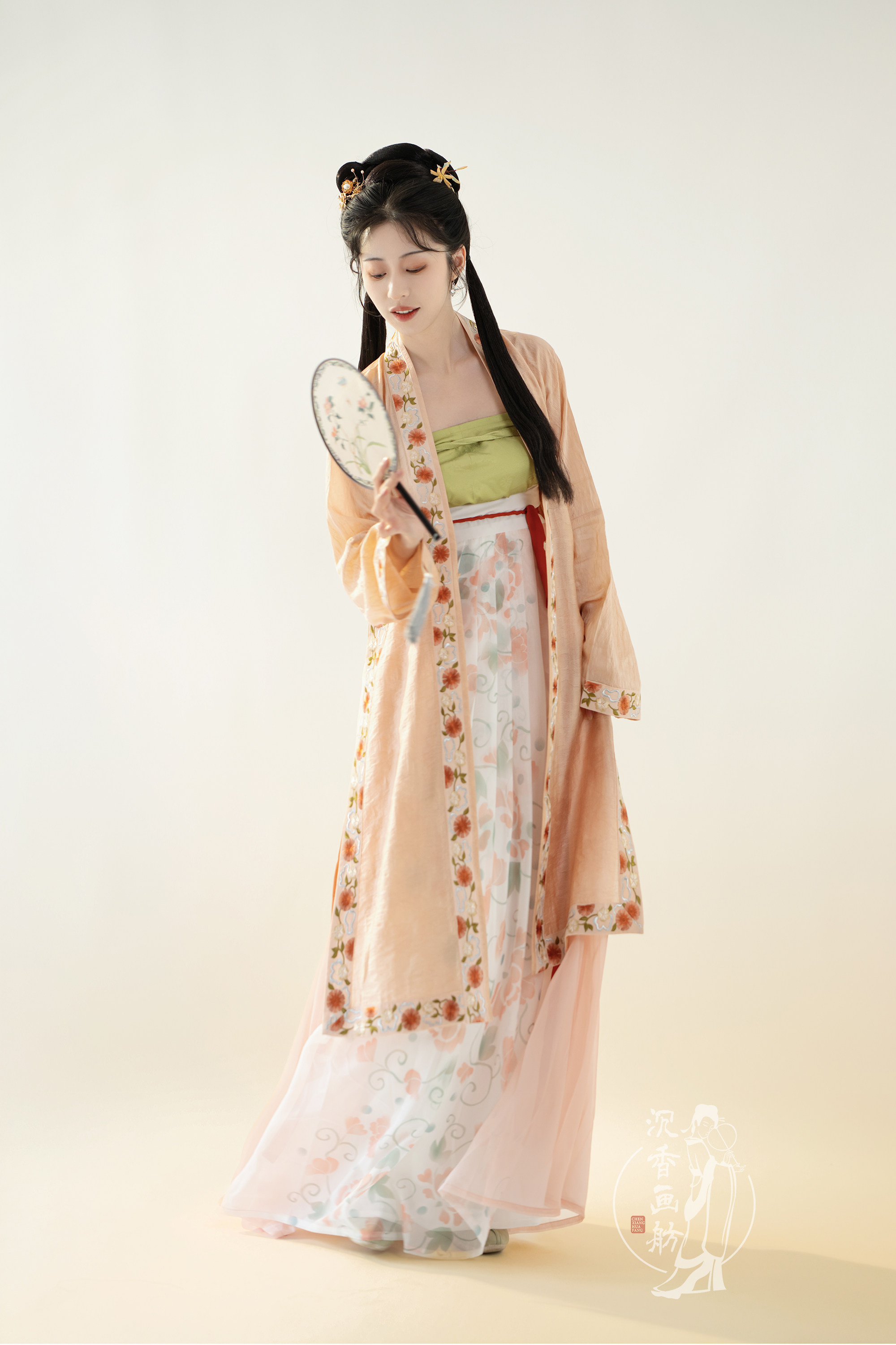 【沉香画舫】【流光】宋褙子圈花提花素色绣花复原汉族传统服饰