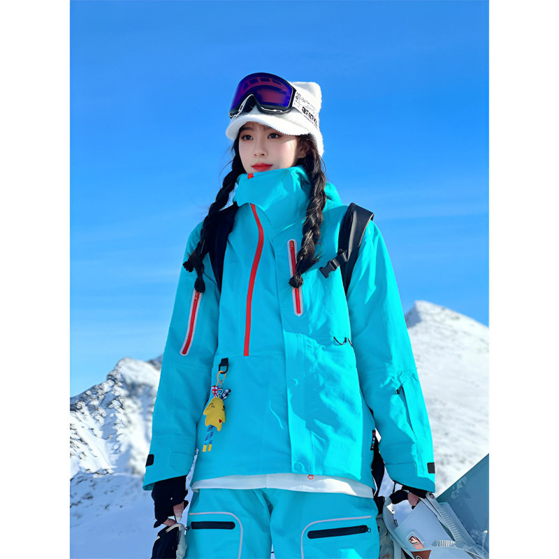 LDAB蓝色滑雪服套装女2025冬季新款户外三合一防水登山冲锋衣外套
