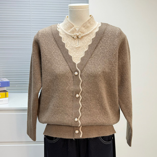 媽媽秋裝 中老年女裝 寬松上衣服秋冬針織打底衫 假兩件毛衣2025新款