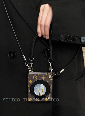 适用于努比亚Nubia Flip手机壳ins高级感老花皮质nubiaflip2折叠屏保护壳手提挂绳斜挎绳ins轻奢外壳新款