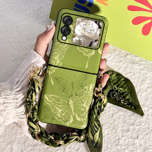 适用华为purax手机壳连体轻奢蝴蝶皮质novaflip折叠屏保护套丝巾手提挂绳时尚小米mixflip2全包防摔个性新款
