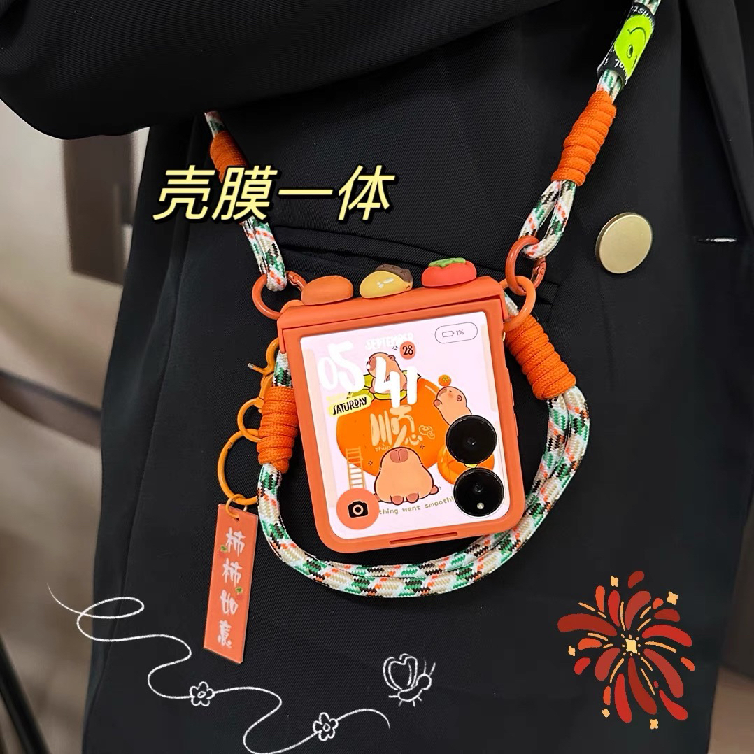 适用小米mixflip2手机壳膜一体荣耀magicvflip中轴razr50三星zflip6/5华为pocket2全包xflip可斜挎n3flip新款