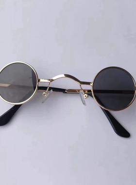 网红复古小圆形墨镜小镜片太阳镜汉奸搞笑拍照个性迷你小眼镜男女