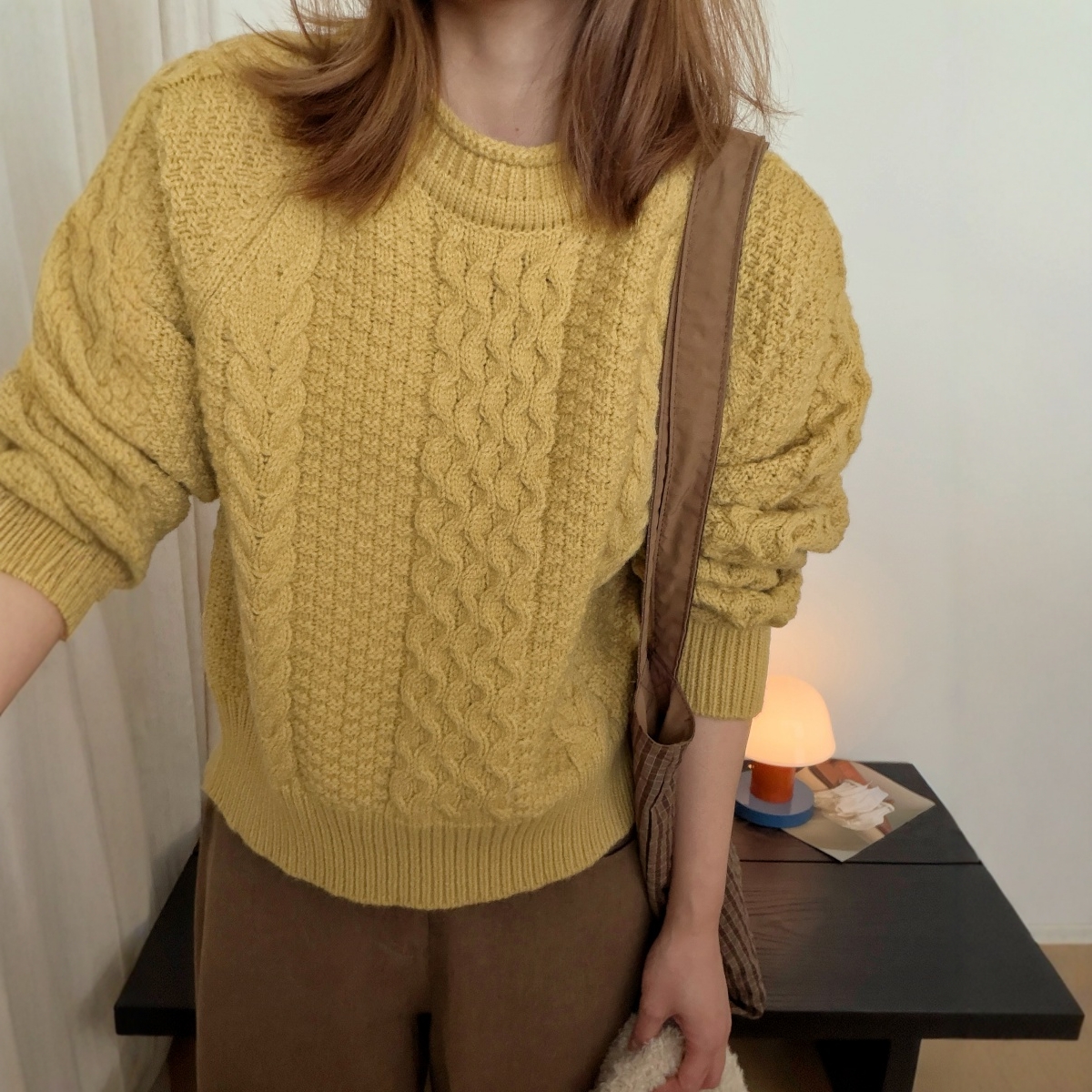 此外 圆领套头粗针织麻花毛衣女2025冬新款小个子短款宽松针织衫