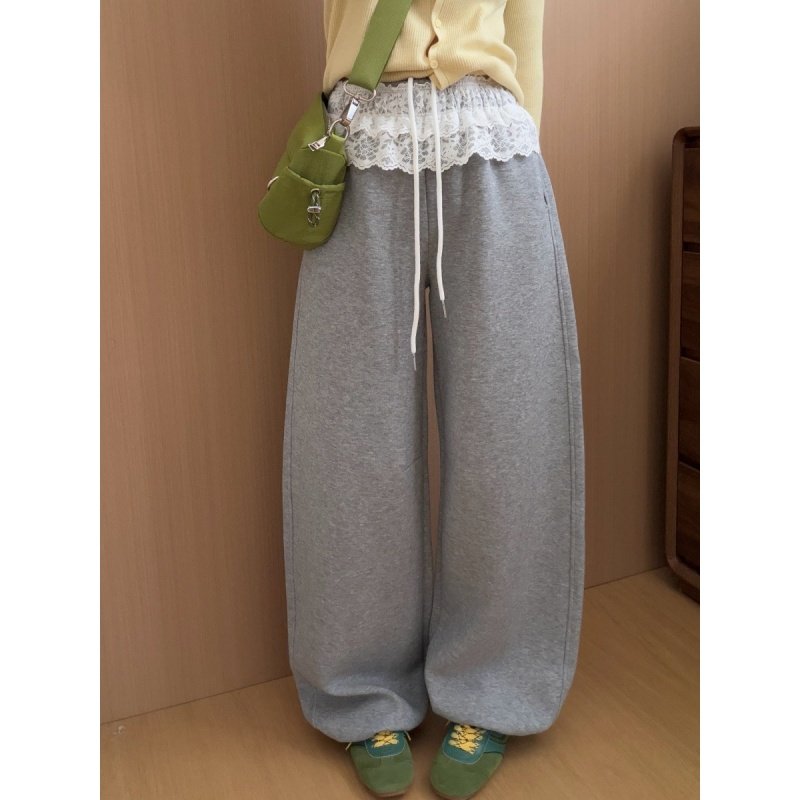 此外 松紧腰双层花边拼接卫裤女2026春季新款休闲裤宽松遮肉长裤,女装/女士精品,卫裤,淘宝优惠券,粉丝福利购,淘宝优惠卷