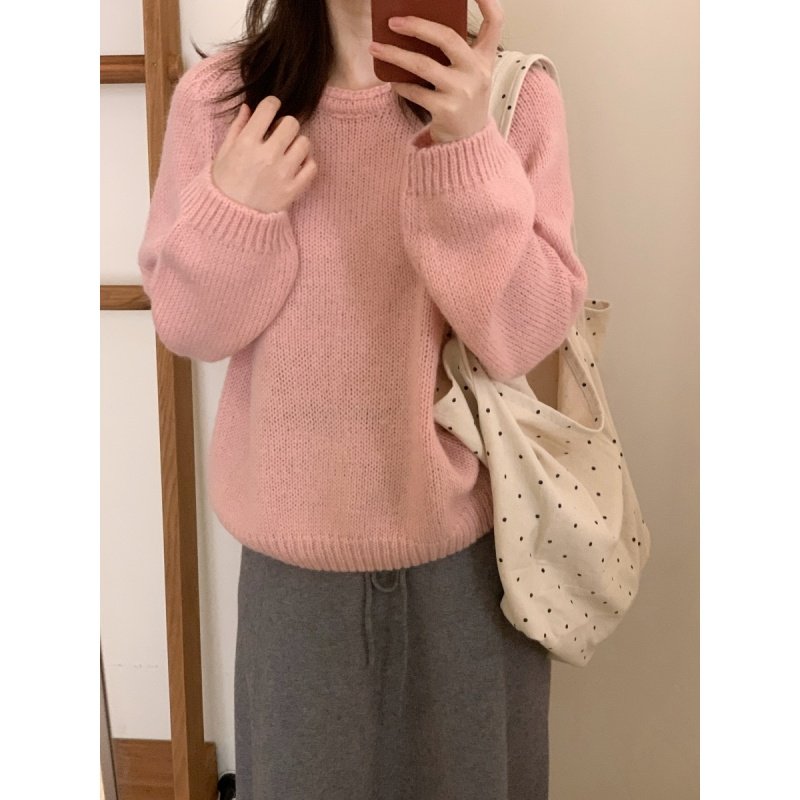 此外 圆领糖果色韩版温柔毛衣女2026春季新款宽松套头针织衫上衣,女装/女士精品,毛针织衫,淘宝优惠券,粉丝福利购,淘宝优惠卷