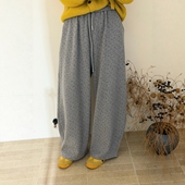 松紧腰加绒加厚小碎花直筒裤 女2025冬季 新款 此外 保暖直筒拖地裤