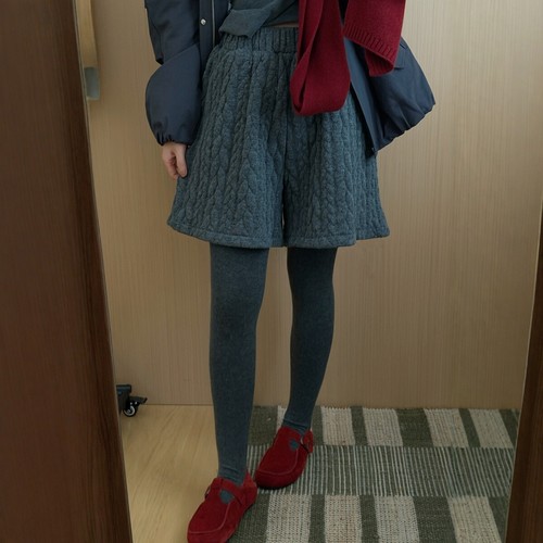 此外松紧腰加厚夹棉短裤女