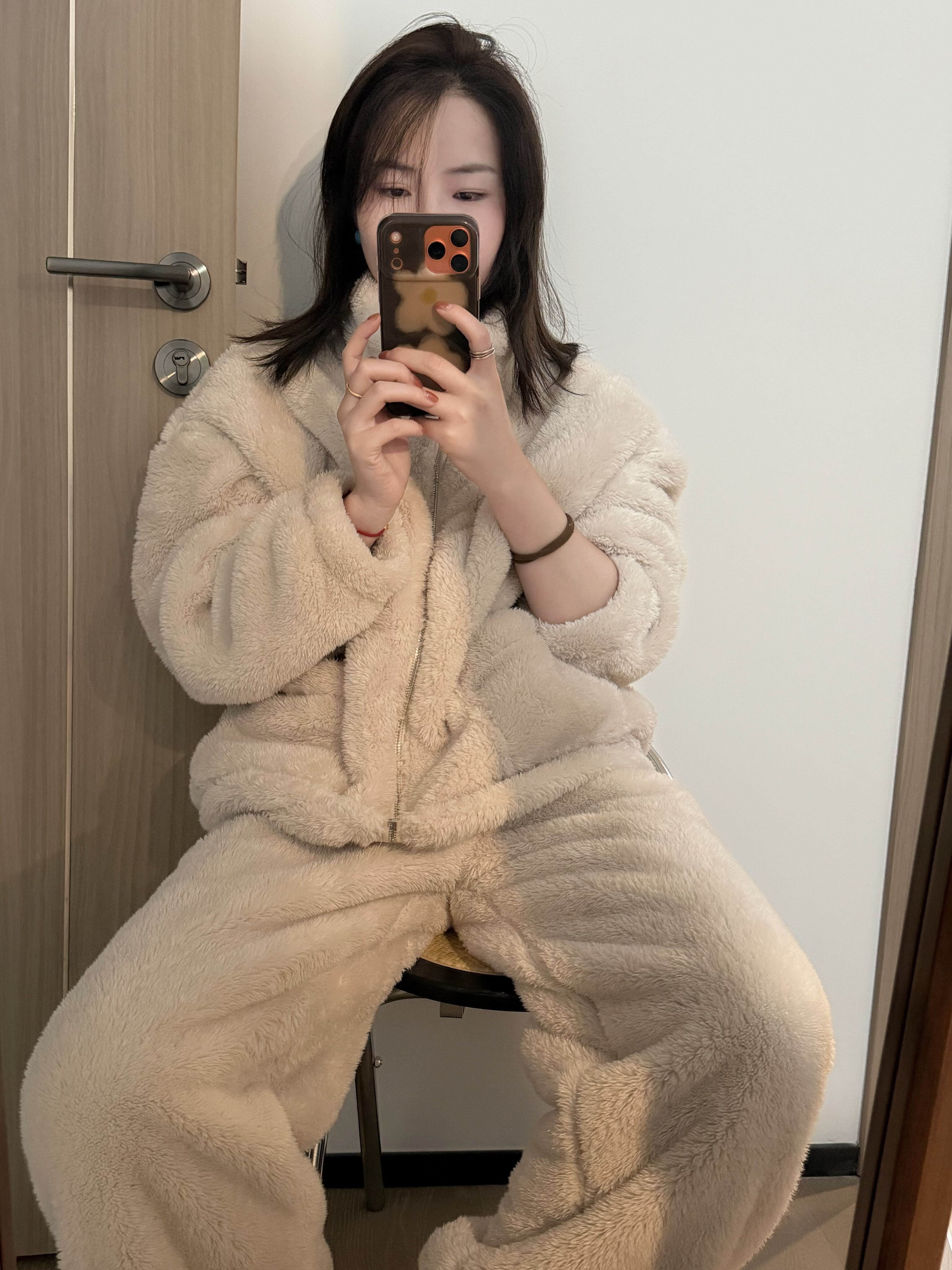 此外 加厚珊瑚绒家居服套装女2025冬季新款可外穿睡衣保暖两件套