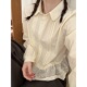 蕾丝下摆拼接衬衫 女2026春季 新款 此外 小清新翻领白色衬衫 上衣潮
