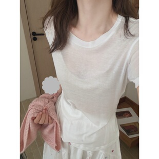 莱赛尔天丝短袖 正肩半袖 上衣女2026春季 纯色T恤基础款 新款 此外