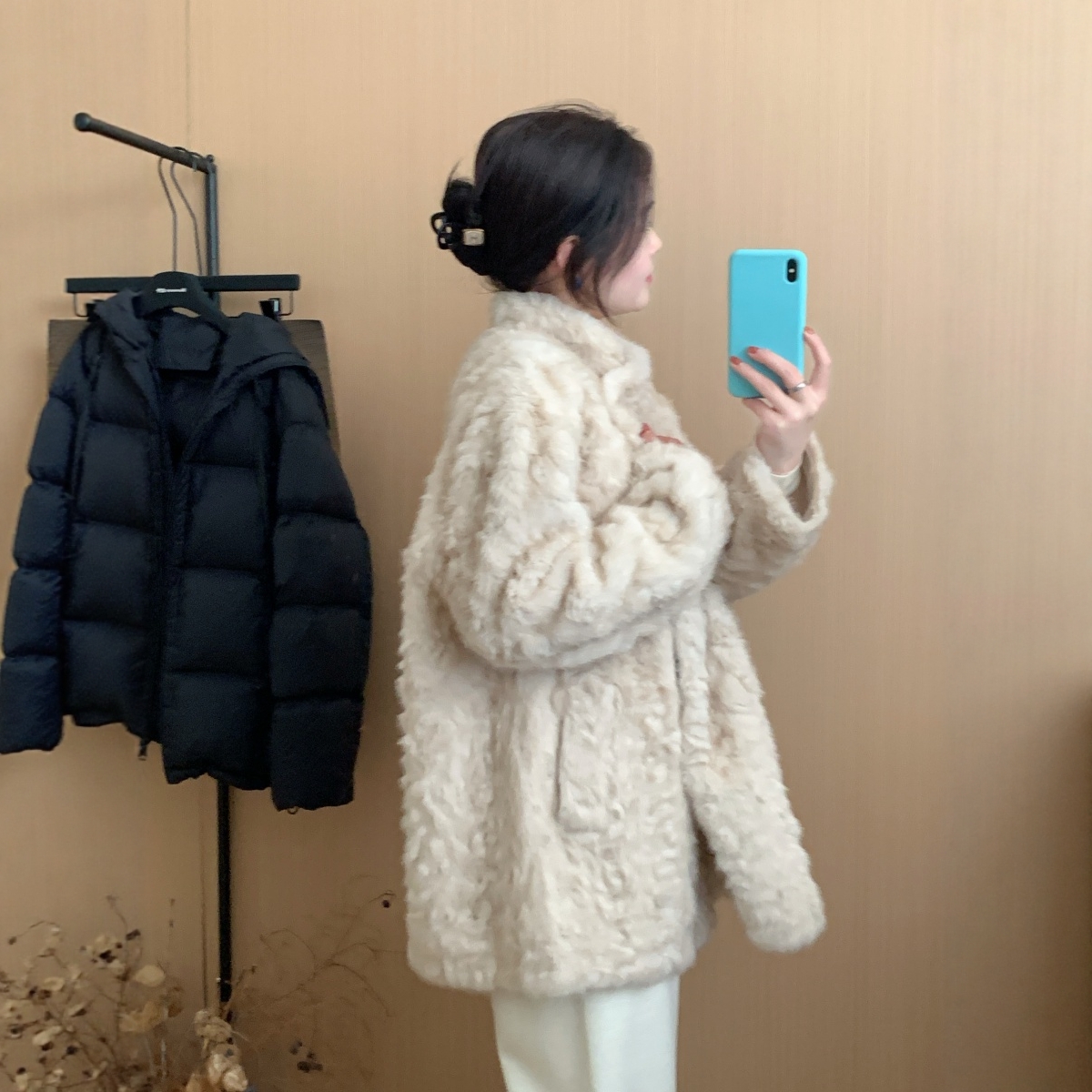 此外 中长款加厚毛毛仿皮草外套女2025冬季新款韩版温柔韩系棉服