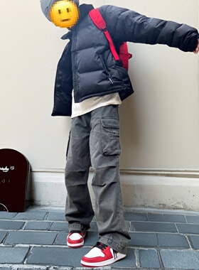 2026春秋重磅水洗纯棉美式潮牌街头工装裤宽松直筒阔腿休闲长裤子