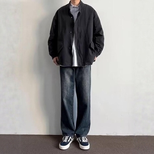 高街阔腿牛仔裤男春秋潮牌宽松直筒百搭潮流韩版痞帅港风裤子