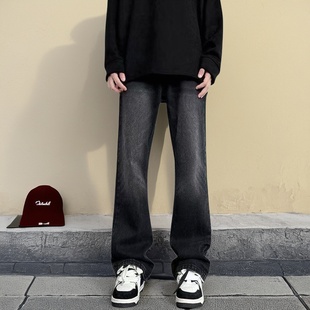 美式 修身 高街阔腿裤 水洗复古男式 子 2026春秋微喇叭牛仔裤 长裤 男士