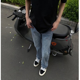 美式复古微喇牛仔裤男士秋季新款薄款高街vibe裤子显腿长直筒裤子