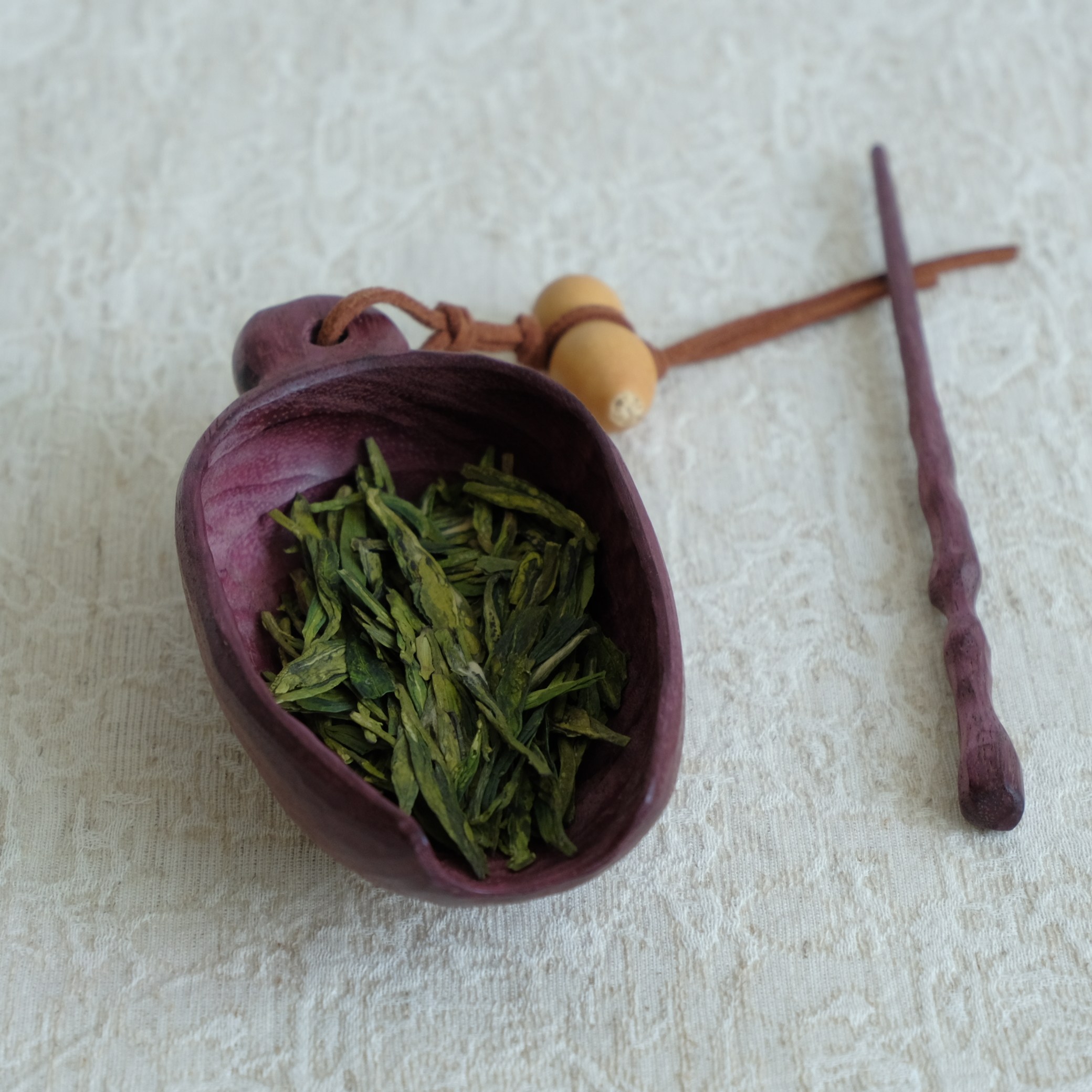 小青茶事 手作紫罗兰木茶则 实木原木茶则茶勺
