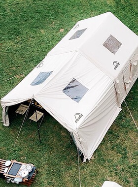 军鑫露营充气帐篷8平户外野营coody免搭建自动帐棉布防雨一室一厅