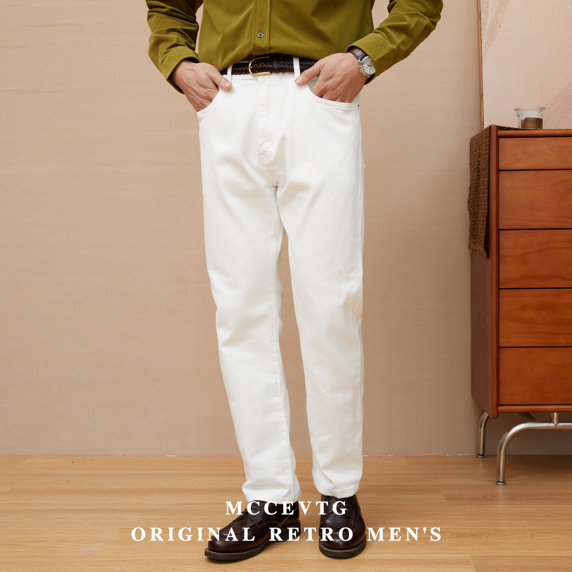 MCCEVTG窄脚象牙白赤耳长裤子工装阿美咔叽丹宁onewash复古牛仔裤,男装,牛仔裤,淘宝优惠券,粉丝福利购,淘宝优惠卷