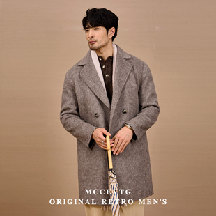 MCCEVTG新款复古羊绒大衣男士冬季青年商务双面呢羊毛中长款外套
