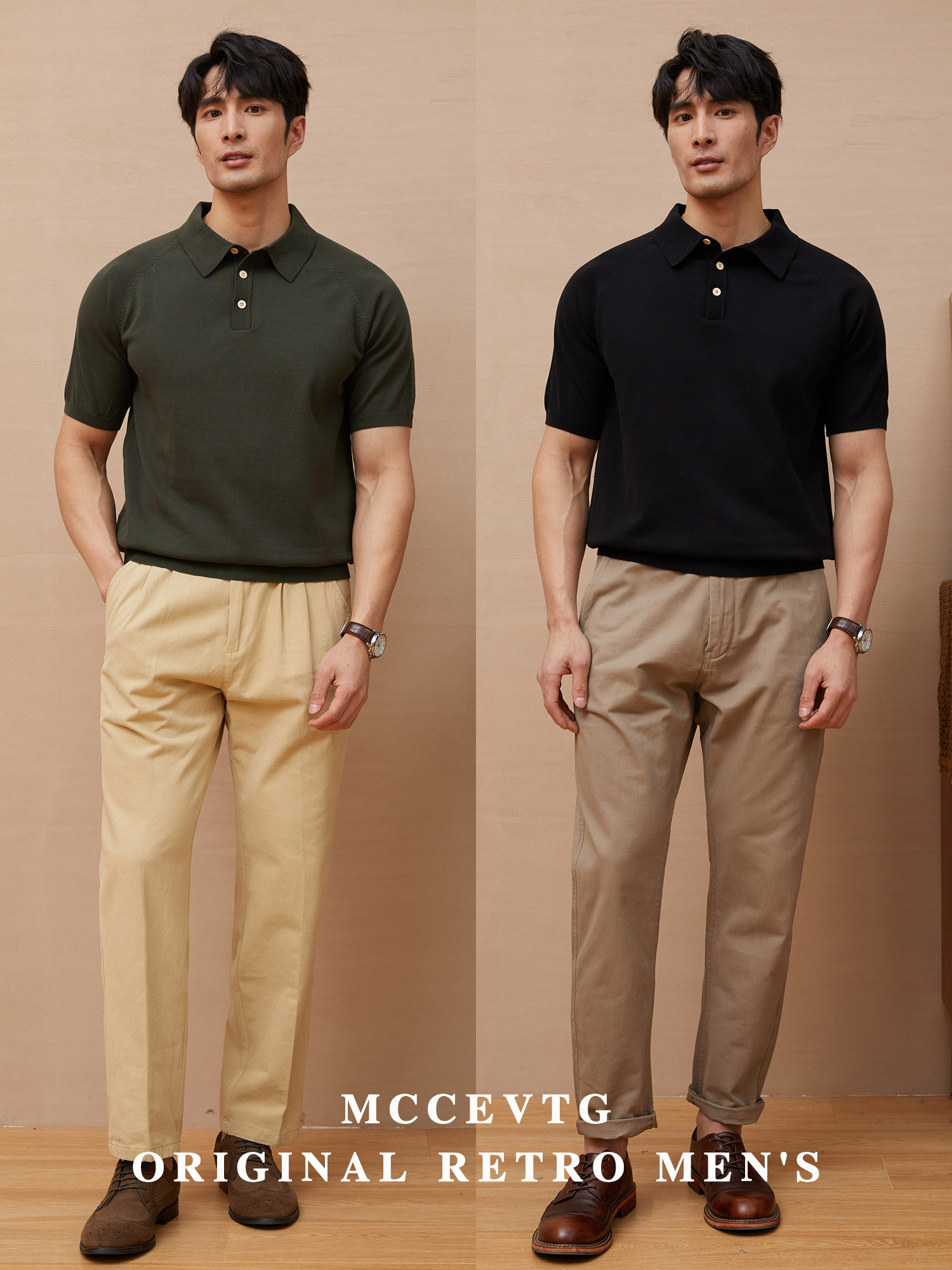 MCCEVTG ITALIAN POLO POLO SHIRT MENS KNITTED T-SHIRT ARAMCO KA AMERICAN RETRO LAPEL SHORT SLEEVE SUMMER