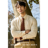 男提花竖条纹休闲纯棉青年时尚 衬衫 通勤上衣 美式 MCCEVTG复古绅士