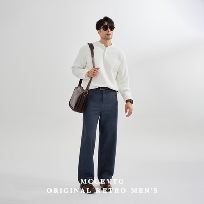 【棉质斜纹】CHINO水洗弯刀裤