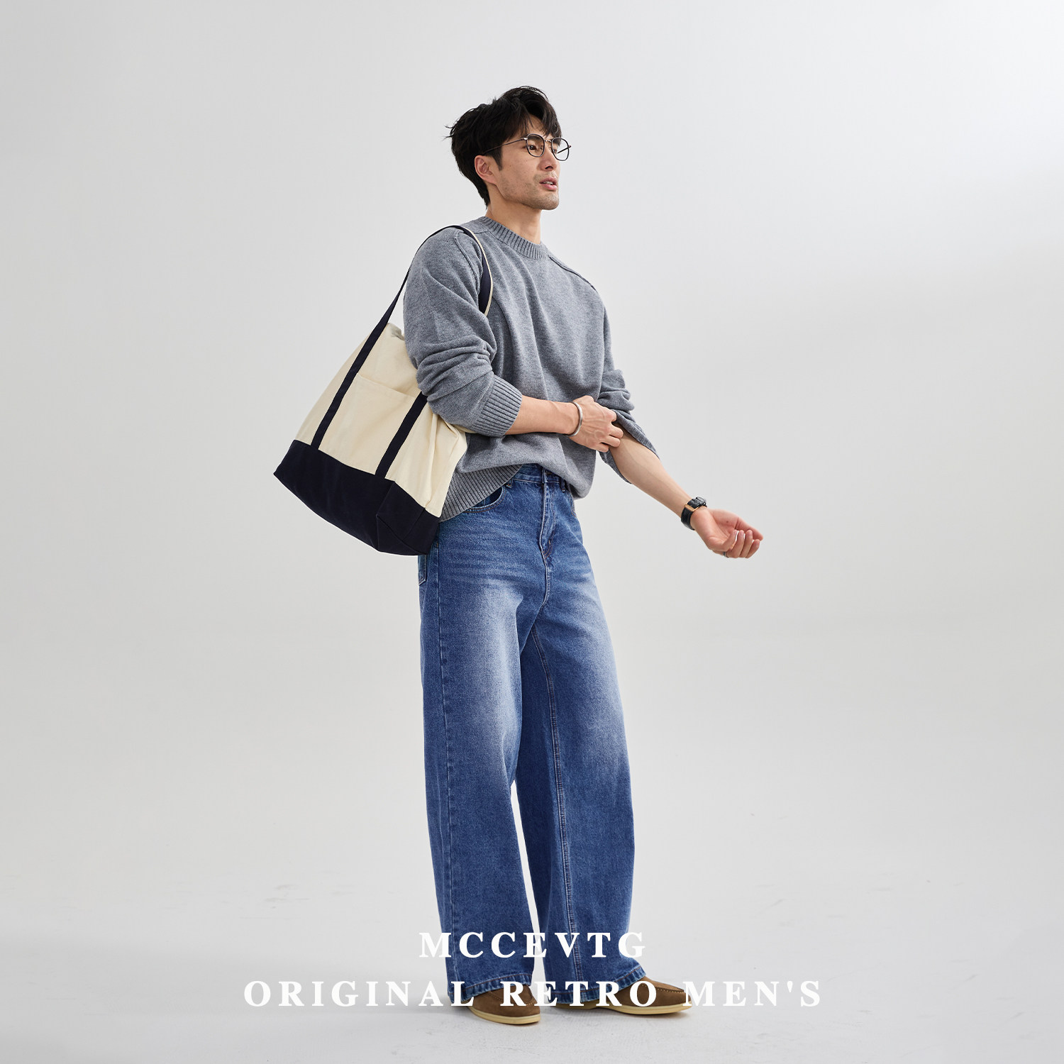 【复古洗褪】CHINO弯刀裤牛仔裤