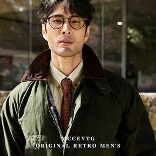 英伦风复古夹克外套男猎装 福利 油蜡保暖防风防水翻领风衣 断码