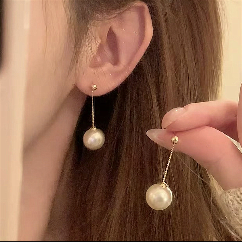 许妍同款925银针简约长款珍珠流苏耳环气质国风新中式百搭高级感