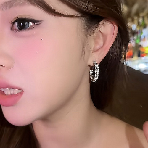 超闪几何C型满钻耳圈小众欧美风