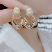 925银针经典 高级感女 几何镂空椭圆耳环亮面磨砂设计轻奢气质个性