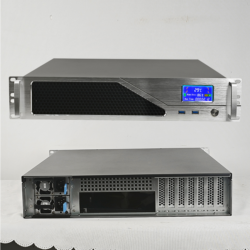 2U机箱530深带温控屏带冗余双电源双路EATX主板机架式服务器外壳