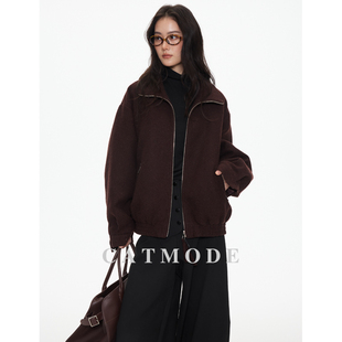 LIONCAT/秋冬新款复古老钱风毛呢外套女短款百搭气质夹棉羊毛夹克