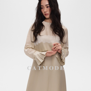 LION&CAT 连衣裙 复古风吊带裙两件套女设计感小众蕾丝拼接长款