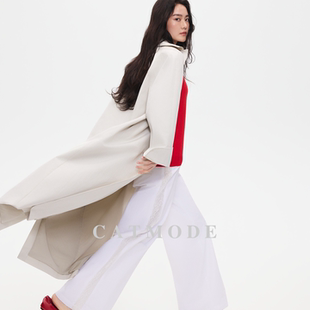 简约垂坠感单排扣通勤外套慵懒风气质 风衣 LION&CAT 宽松长款