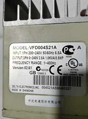标价是空箱-拆机台达S变频器ⅤFD004S21A成色好，测试好议价议价