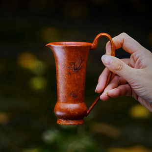 月泉宜兴大红袍朱泥创意透气复古新中式手工公道杯紫砂高档分茶器