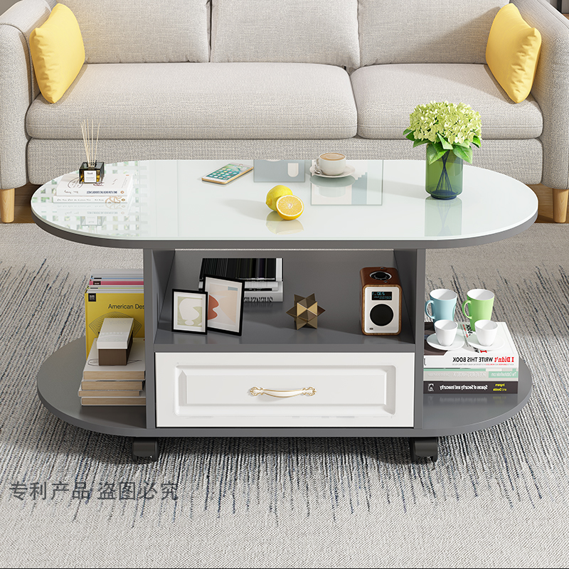 纯白茶几客厅家用可以移动圆形茶桌钢化玻璃经济家用型简易小茶几,住宅家具,茶几,淘宝优惠券,粉丝福利购,淘宝优惠卷